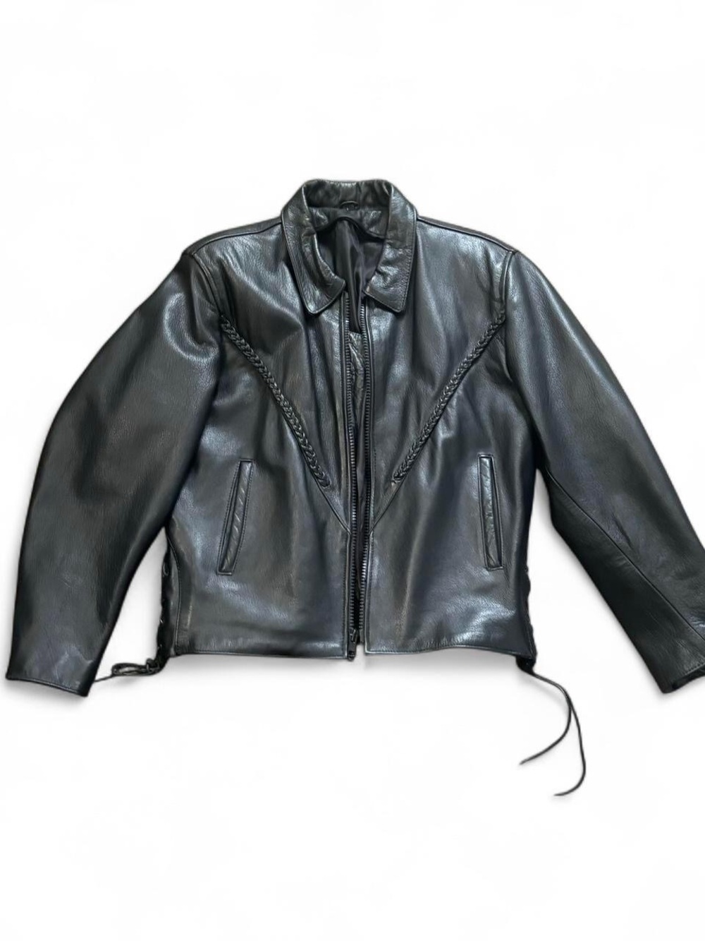 Vintage Real Leather Braided Jacket
